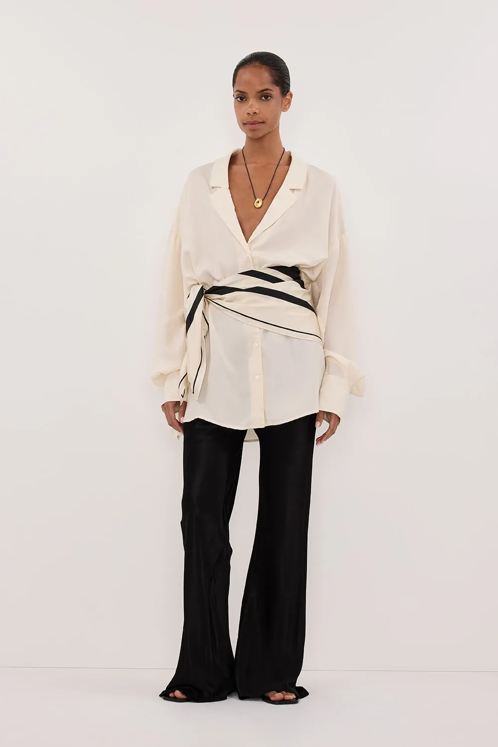 LUCILLE STRAW LONG SLEEVE CUPRO SHIRT - PRE ORDER sold by Dissh