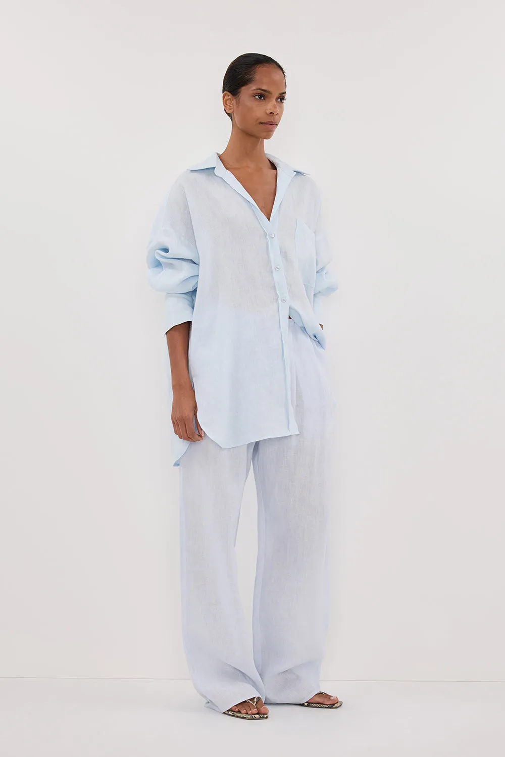 ELLIS ICE BLUE LINEN PANT sold by Dissh product image thumbnail 3