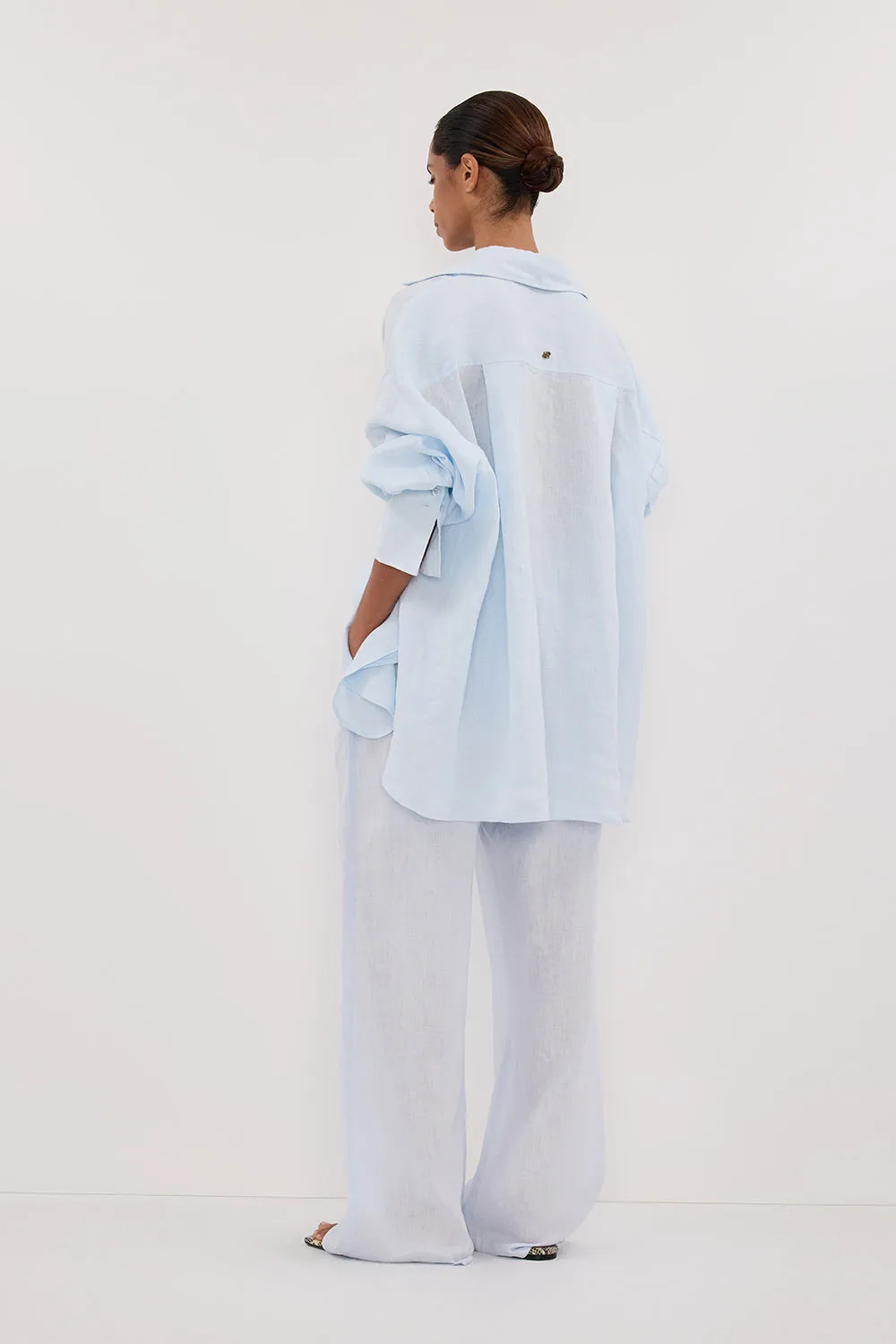 ELLIS ICE BLUE LINEN PANT sold by Dissh product image thumbnail 4
