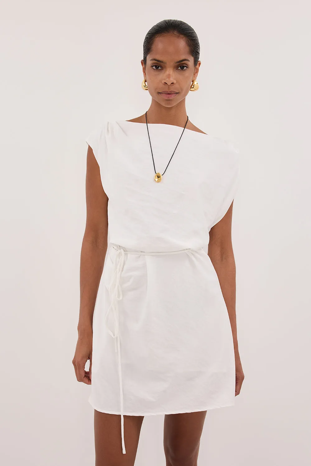MARMO WHITE DRAPED MINI DRESS sold by Dissh product image thumbnail 2
