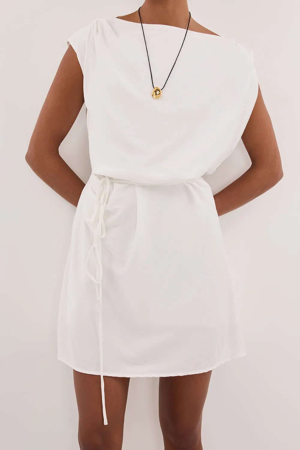 MARMO WHITE DRAPED MINI DRESS sold by Dissh product image thumbnail 5