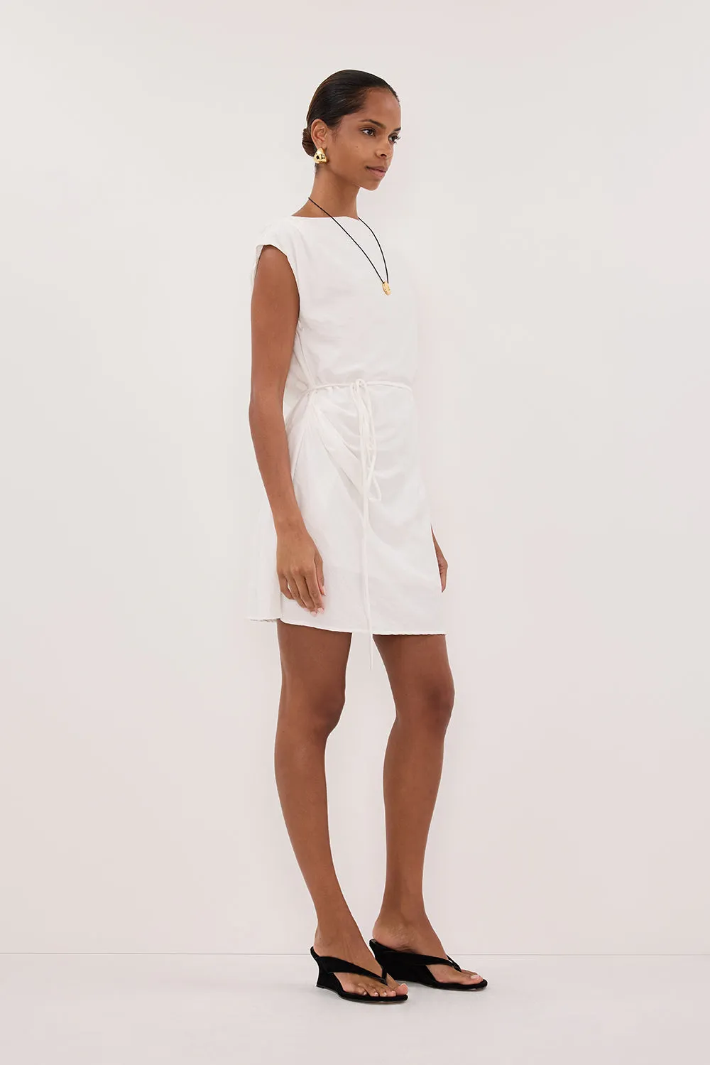 MARMO WHITE DRAPED MINI DRESS sold by Dissh product image thumbnail 3