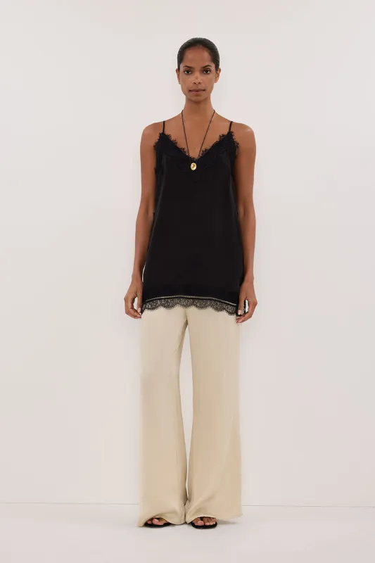 ANDREA BLACK SLEEVELESS LACE CAMI TOP sold by Dissh