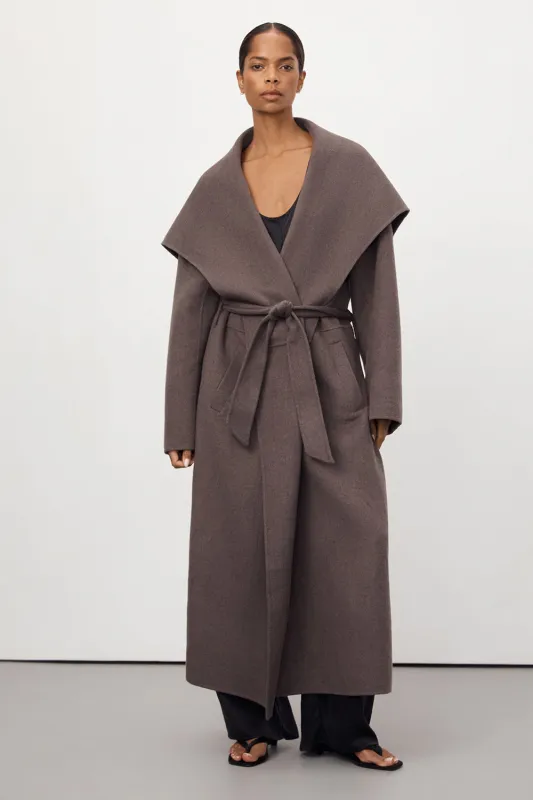 LUCIA TURKISH COFFEE OVERSIZED MARLE COAT sold by Dissh