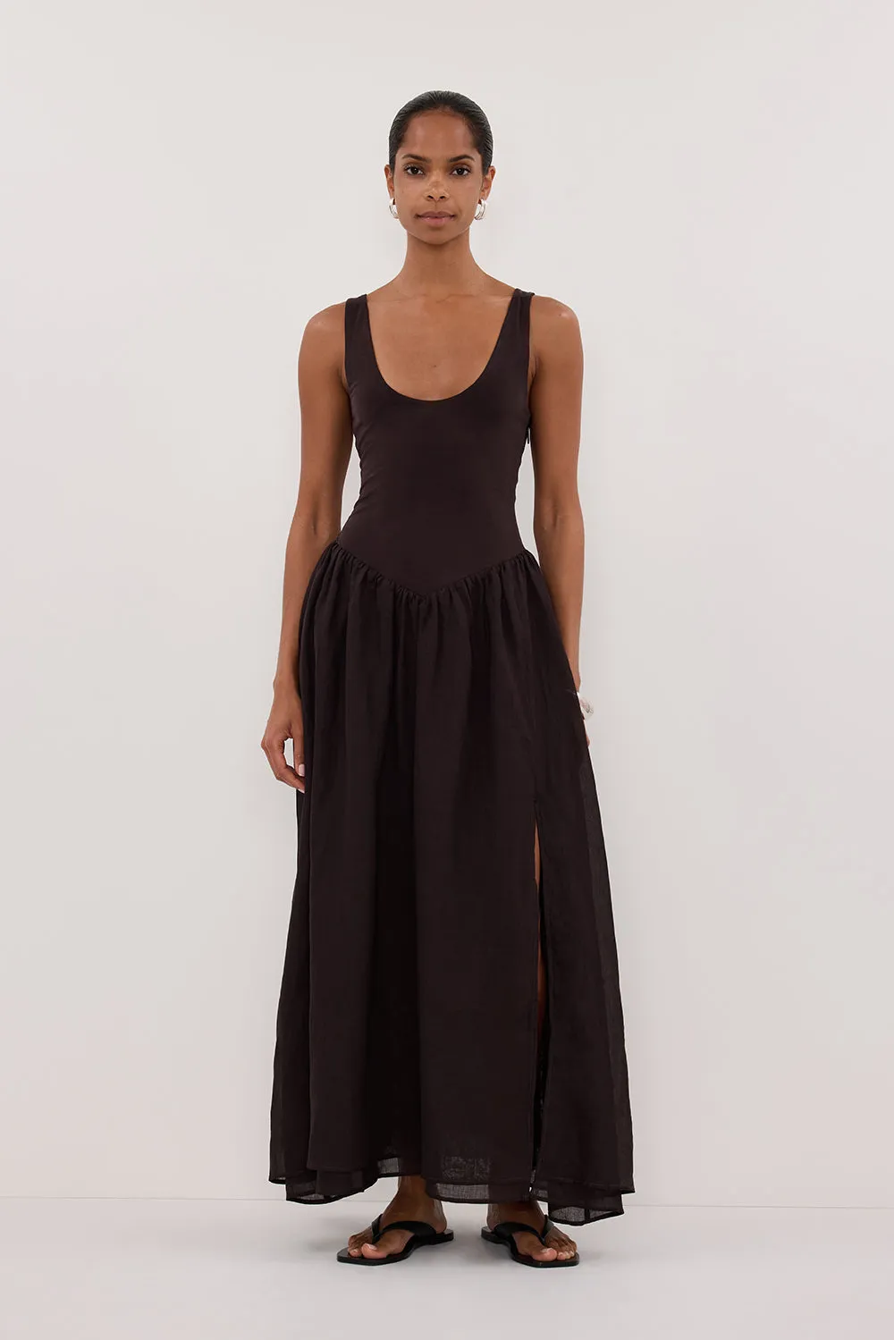 SKYLER BURNT CHOC HYBRID MIDI DRESS sold by Dissh product image thumbnail 2