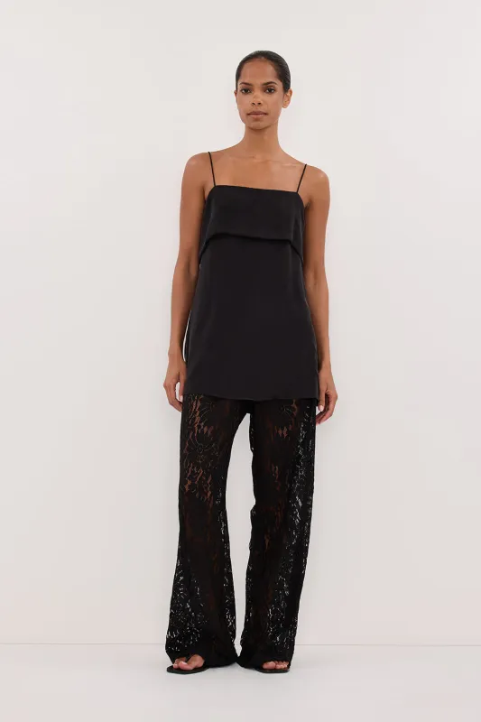 IDA BLACK SLEEVELESS FOLDOVER CAMI TOP sold by Dissh