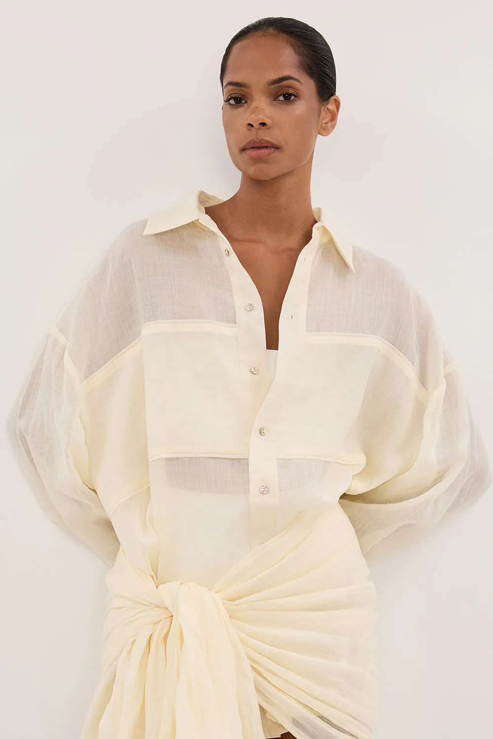 KAI STRAW OVERSIZED RAMIE LONG SLEEVE SHIRT sold by Dissh product image thumbnail 2