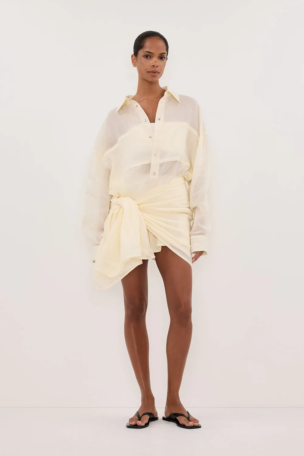 KAI STRAW OVERSIZED RAMIE LONG SLEEVE SHIRT sold by Dissh