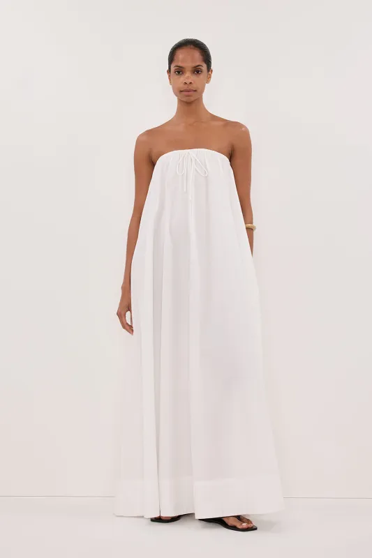 SOMMER WHITE STRAPLESS POPLIN MIDI DRESS - PRE ORDER sold by Dissh