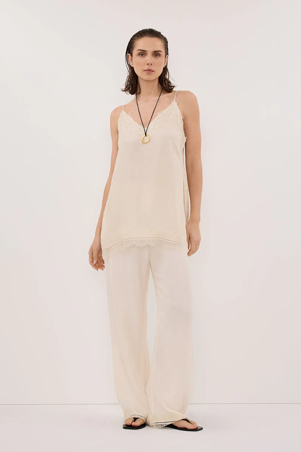 ANDREA SANDSTONE SLEEVELESS LACE CAMI TOP sold by Dissh