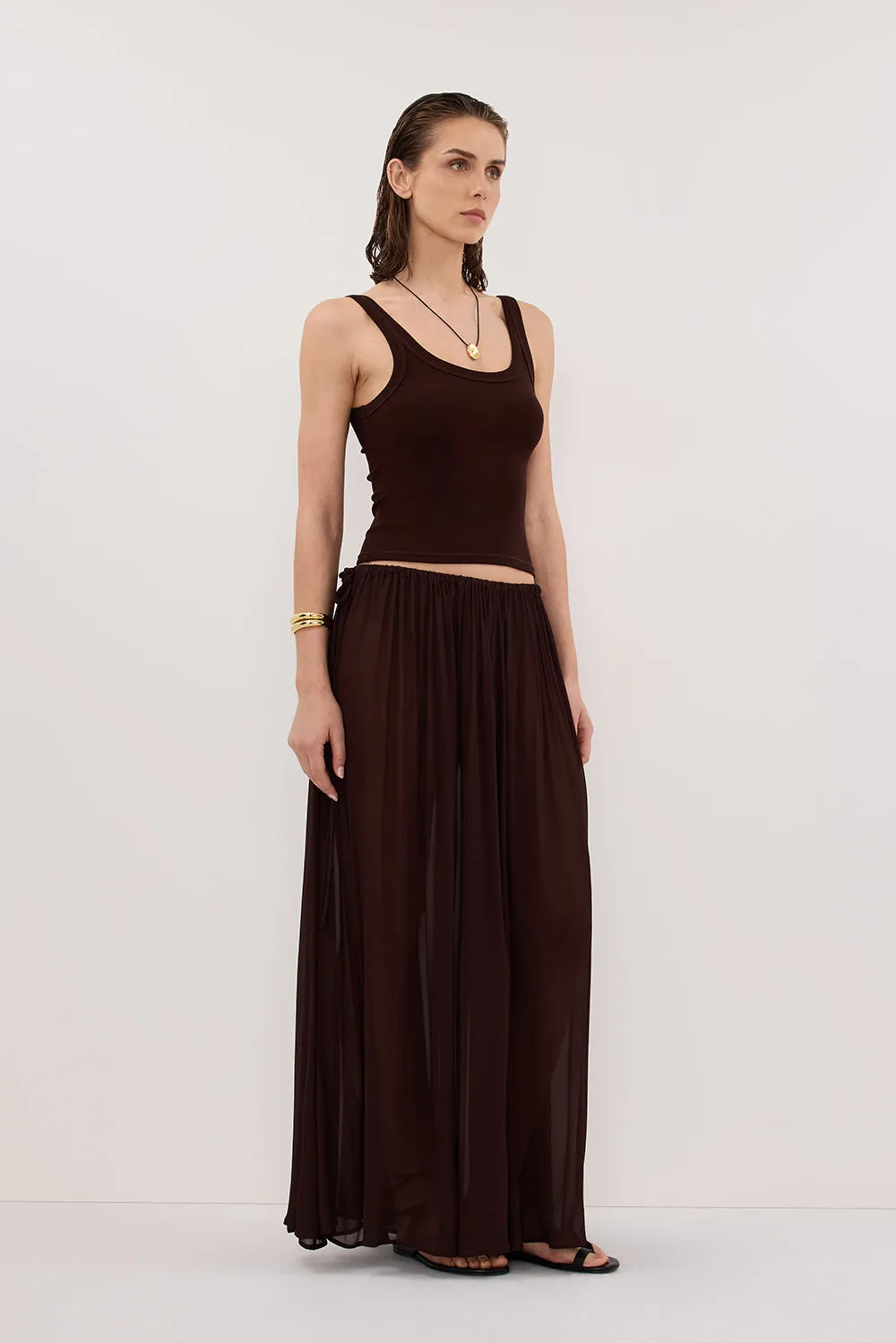 PHOEBE BURNT CHOC SCOOP NECK TANK TOP sold by Dissh product image thumbnail 3