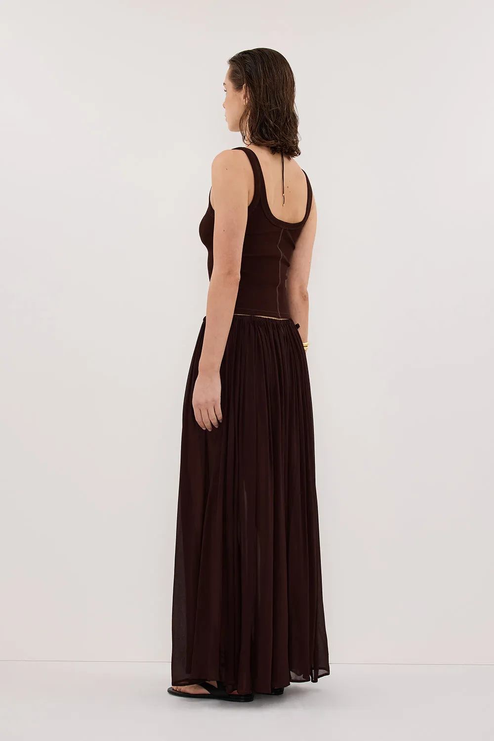 PHOEBE BURNT CHOC SCOOP NECK TANK TOP sold by Dissh product image thumbnail 4