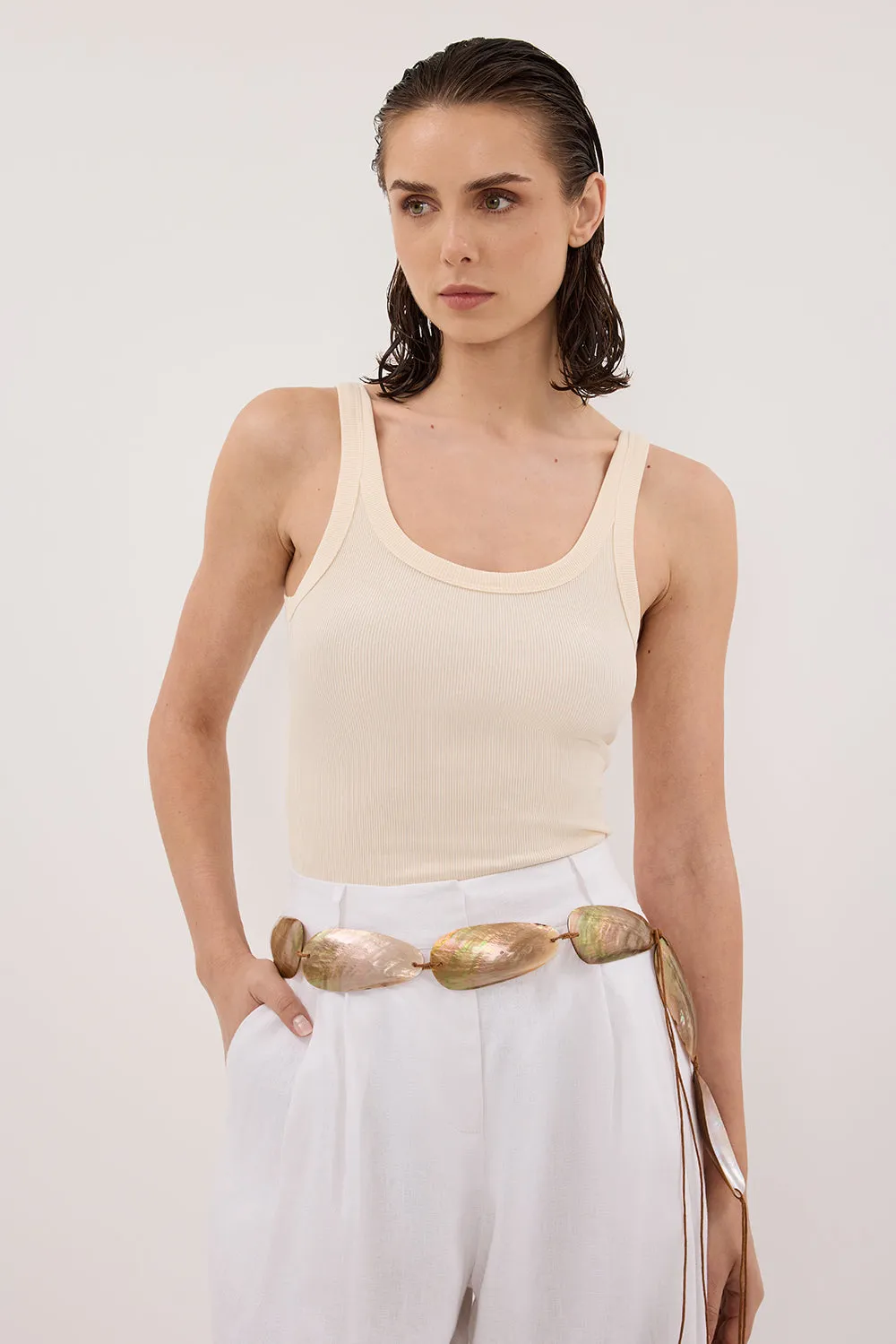 PHOEBE SANDSTONE SCOOP NECK TANK TOP sold by Dissh product image thumbnail 2