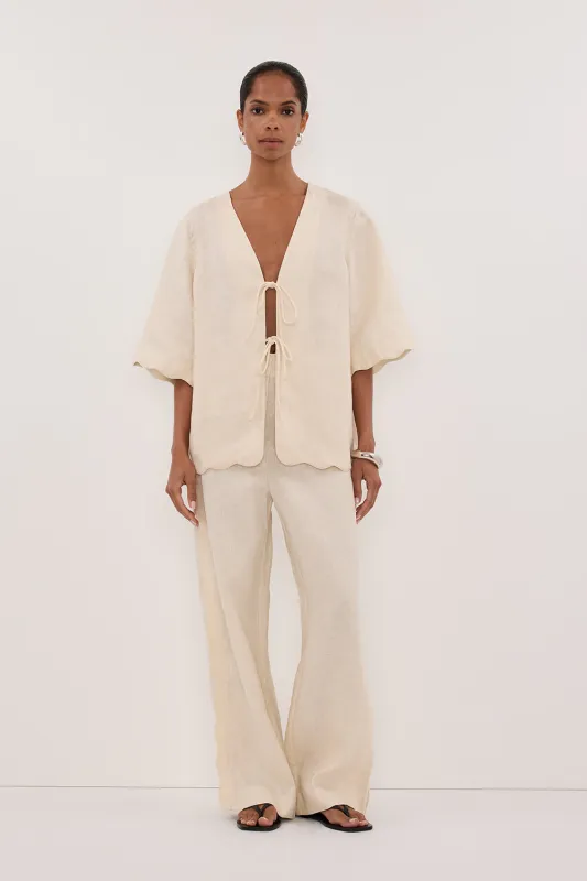 LELA SANDSTONE SHORT SLEEVE LINEN SHIRT sold by Dissh