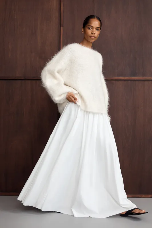 MARINA OFF WHITE MIDI SKIRT sold by Dissh