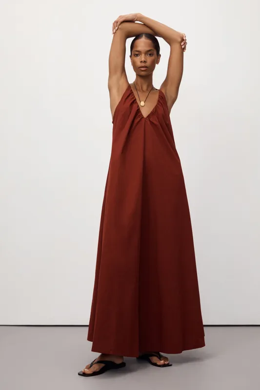 LIANA SAHARA SLEEVELESS POPLIN TENT MIDI DRESS sold by Dissh