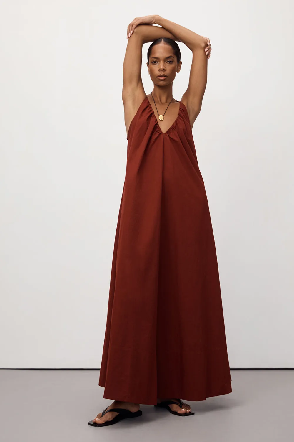 LIANA SAHARA SLEEVELESS POPLIN TENT MIDI DRESS sold by Dissh