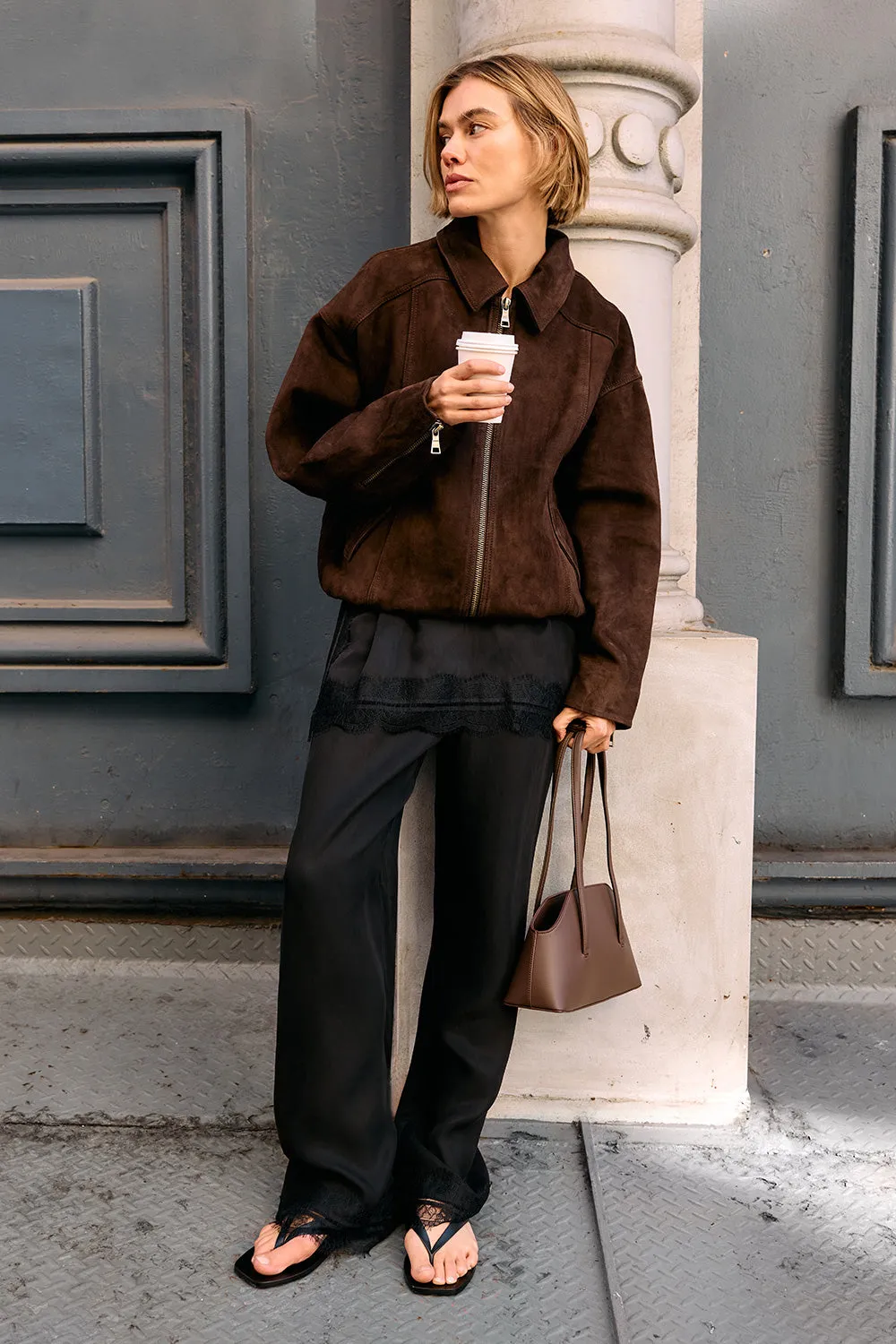 ANDREA BLACK CUPRO LACE PANT sold by Dissh