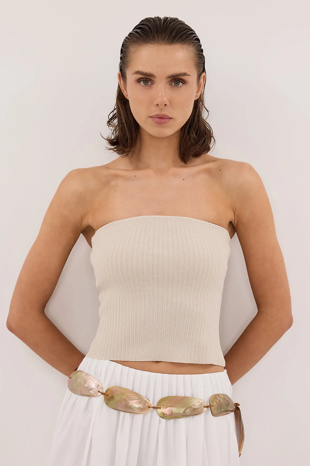 LIMA BONE STRAPLESS BANDEAU KNIT TOP sold by Dissh product image thumbnail 2