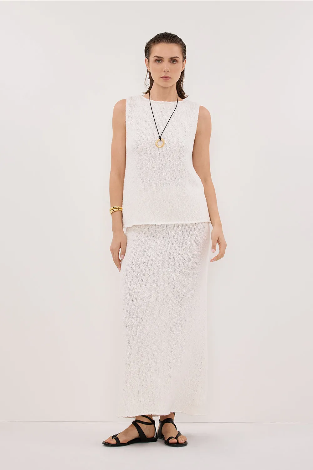 DINA OFF WHITE SLEEVELESS KNIT TOP sold by Dissh product image thumbnail 2