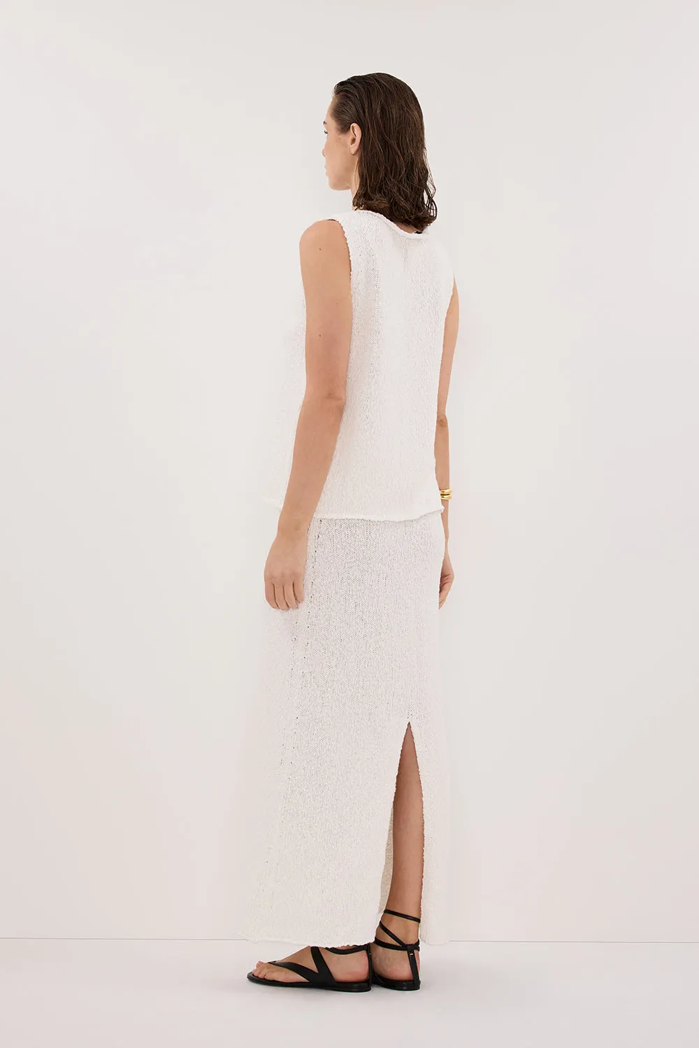 DINA OFF WHITE KNIT MIDI SKIRT sold by Dissh product image thumbnail 5