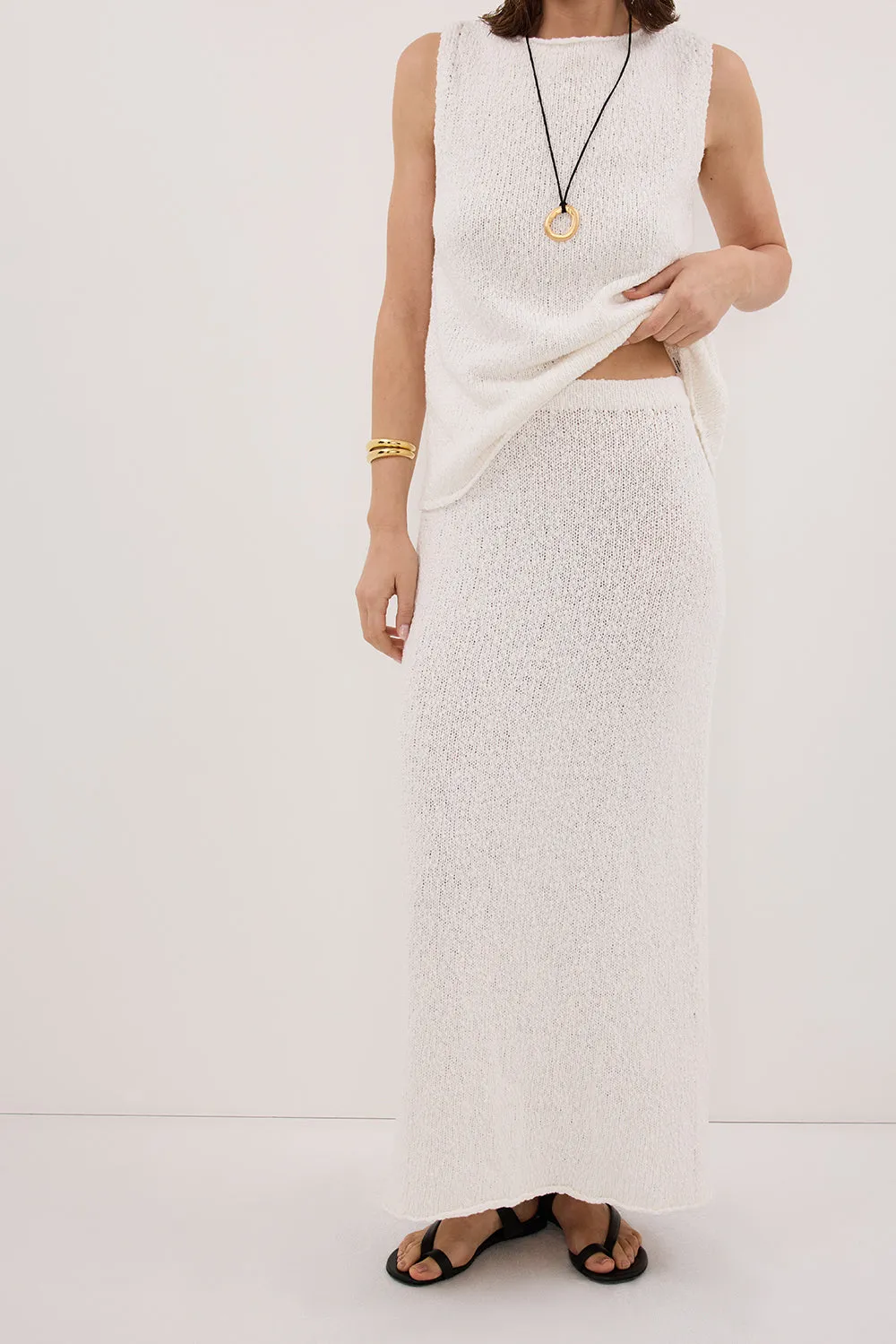 DINA OFF WHITE KNIT MIDI SKIRT sold by Dissh product image thumbnail 3