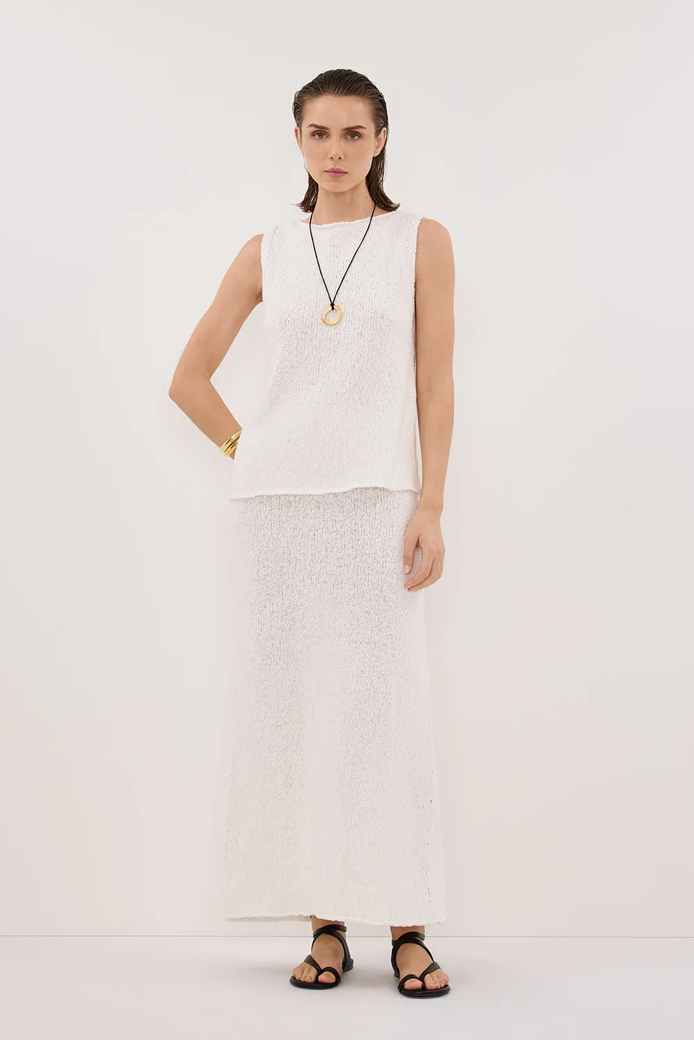 DINA OFF WHITE KNIT MIDI SKIRT sold by Dissh product image thumbnail 2