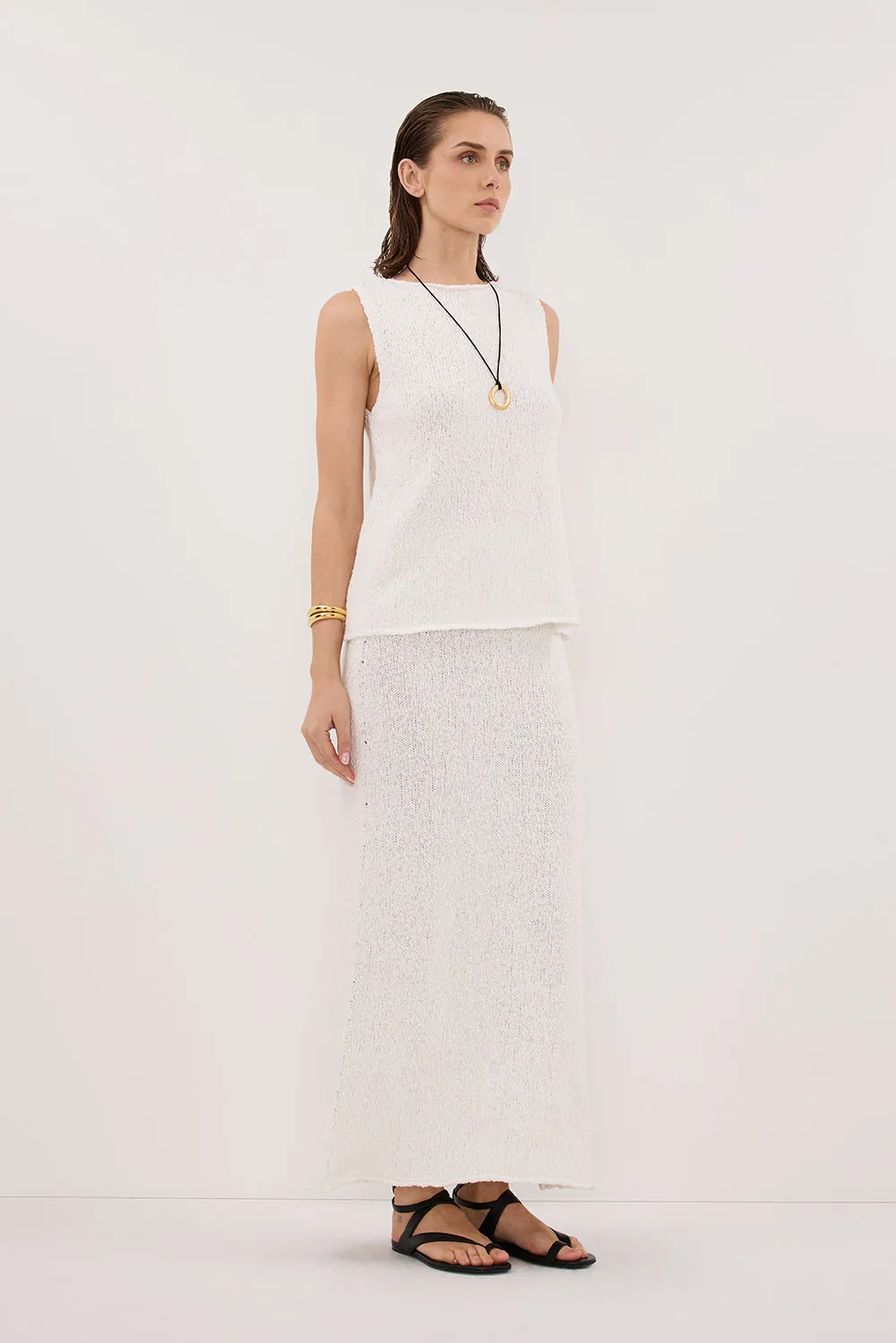 DINA OFF WHITE KNIT MIDI SKIRT sold by Dissh product image thumbnail 4