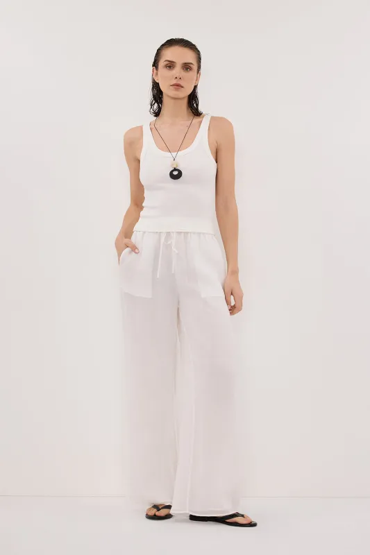 GINNY WHITE RAMIE PANT sold by Dissh