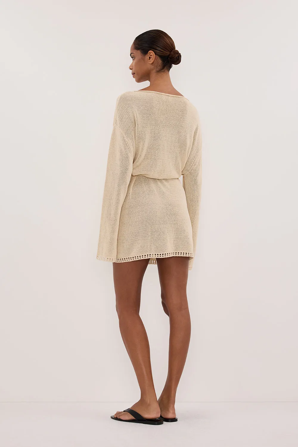 TARI NATURAL LONG SLEEVE KNIT MINI DRESS - PRE ORDER sold by Dissh product image thumbnail 4