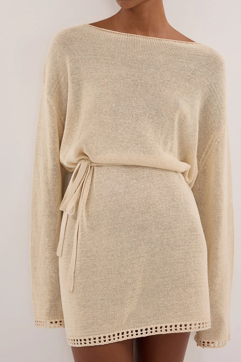 TARI NATURAL LONG SLEEVE KNIT MINI DRESS - PRE ORDER sold by Dissh product image thumbnail 5