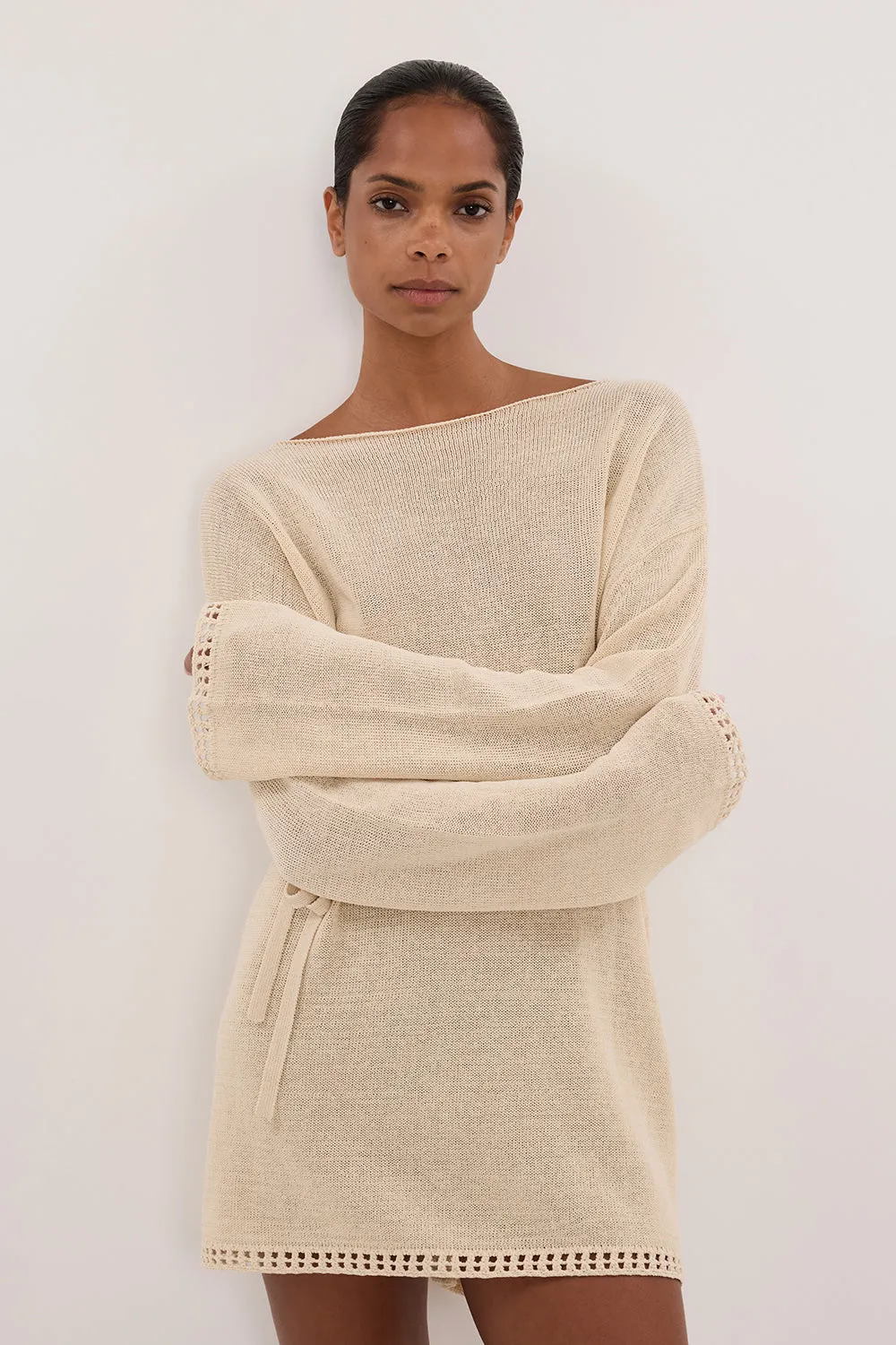 TARI NATURAL LONG SLEEVE KNIT MINI DRESS - PRE ORDER sold by Dissh product image thumbnail 2