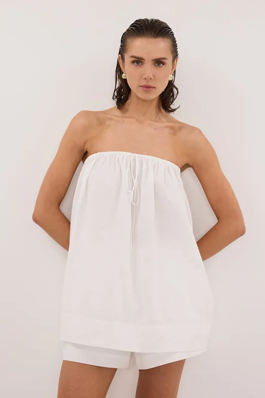 SOMMER WHITE STRAPLESS POPLIN TOP sold by Dissh