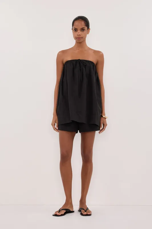 SOMMER BLACK STRAPLESS POPLIN TOP sold by Dissh