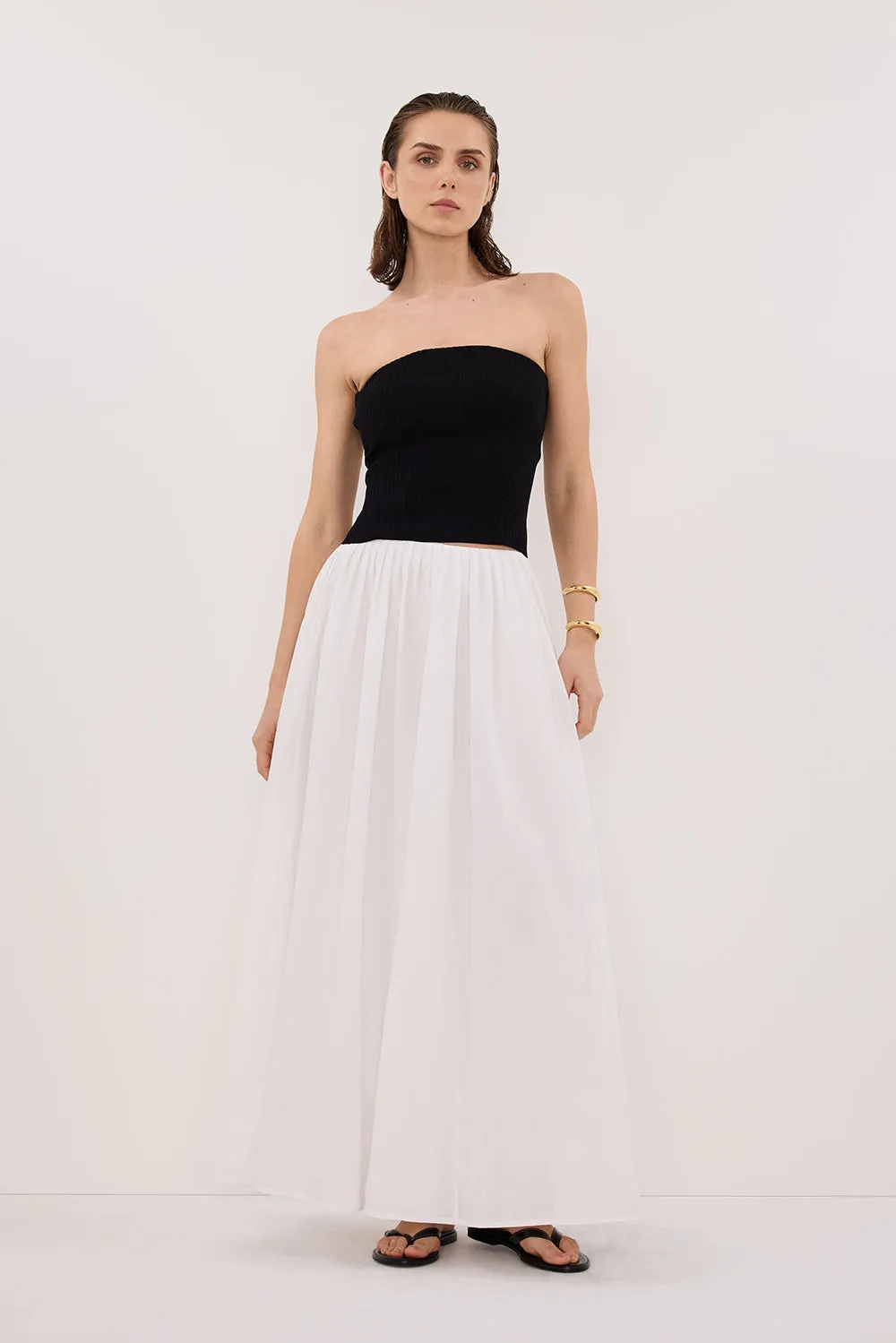 LIMA BLACK STRAPLESS BANDEAU KNIT TOP sold by Dissh