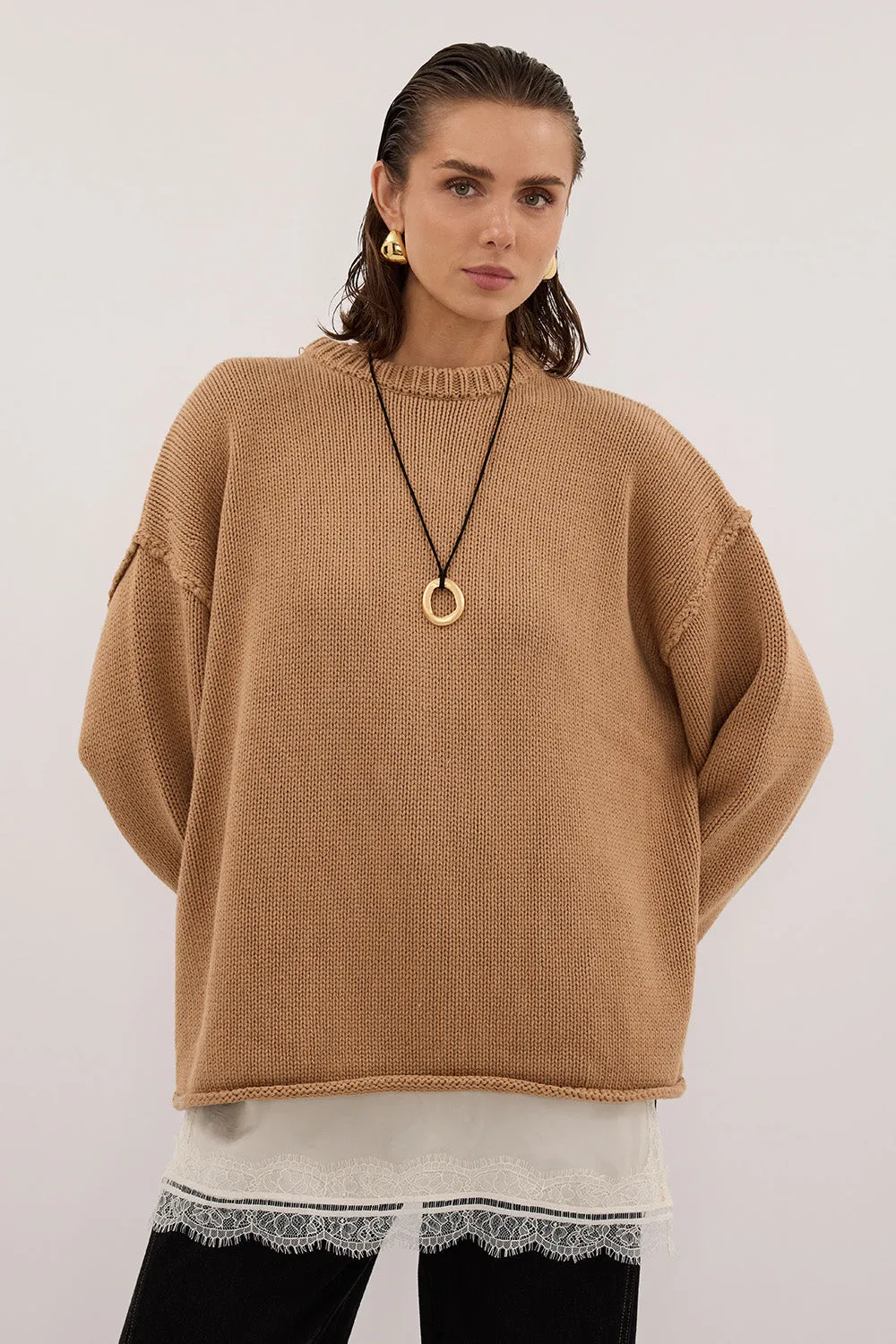 ROY WHEAT LONGLINE KNIT JUMPER sold by Dissh product image thumbnail 2