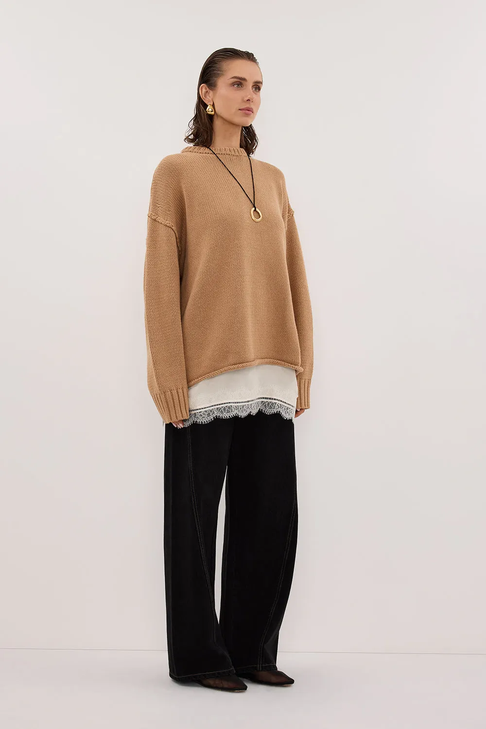 ROY WHEAT LONGLINE KNIT JUMPER sold by Dissh product image thumbnail 3