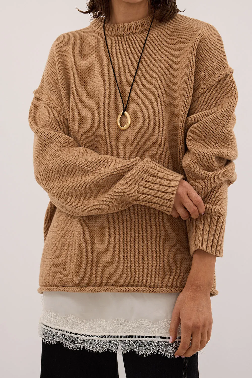 ROY WHEAT LONGLINE KNIT JUMPER sold by Dissh product image thumbnail 5