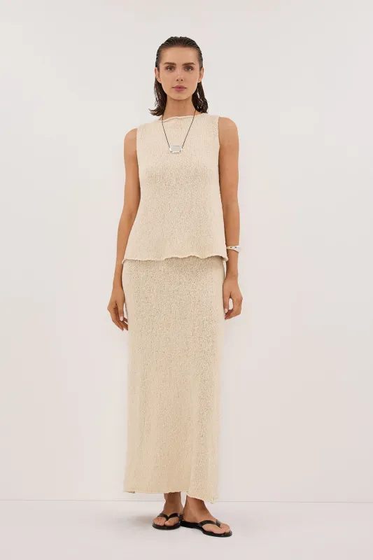 DINA NATURAL KNIT MIDI SKIRT sold by Dissh