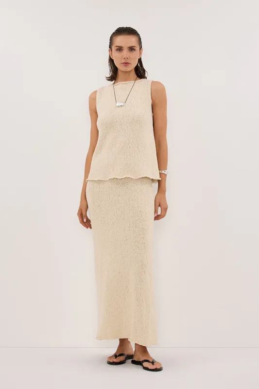 DINA NATURAL SLEEVELESS KNIT TOP sold by Dissh