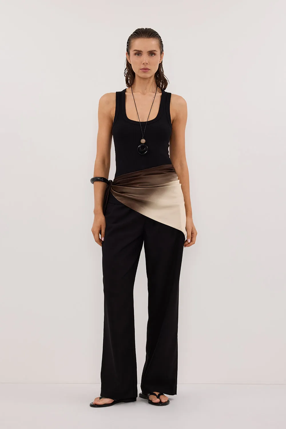 CLARA BLACK SCOOP NECK TANK TOP sold by Dissh
