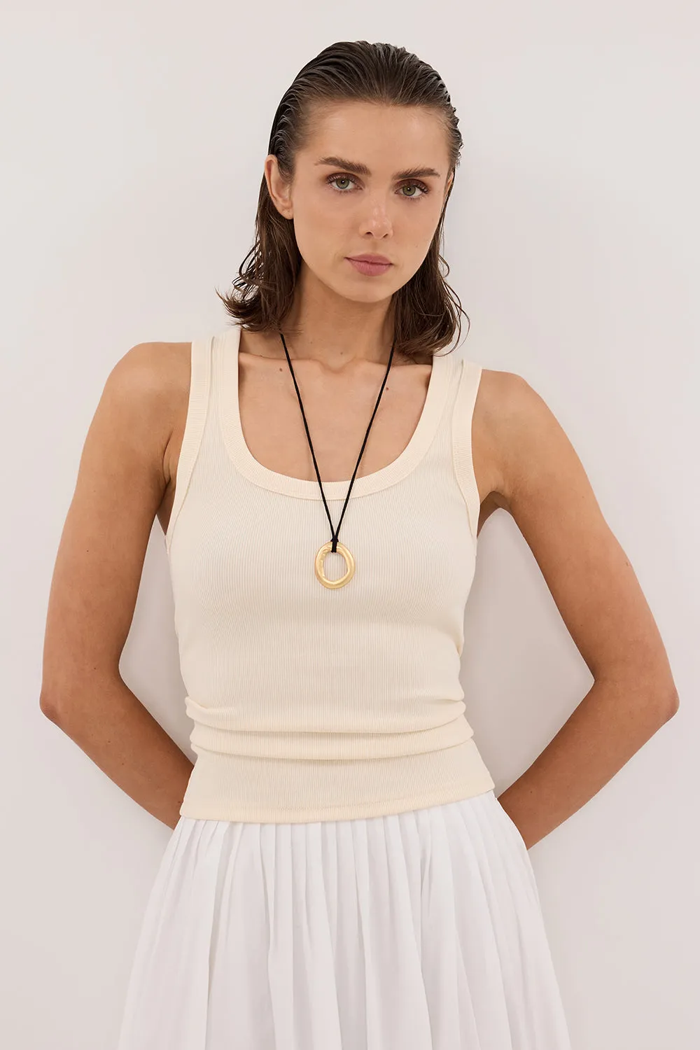 CLARA SANDSTONE SCOOP NECK TANK TOP sold by Dissh product image thumbnail 2