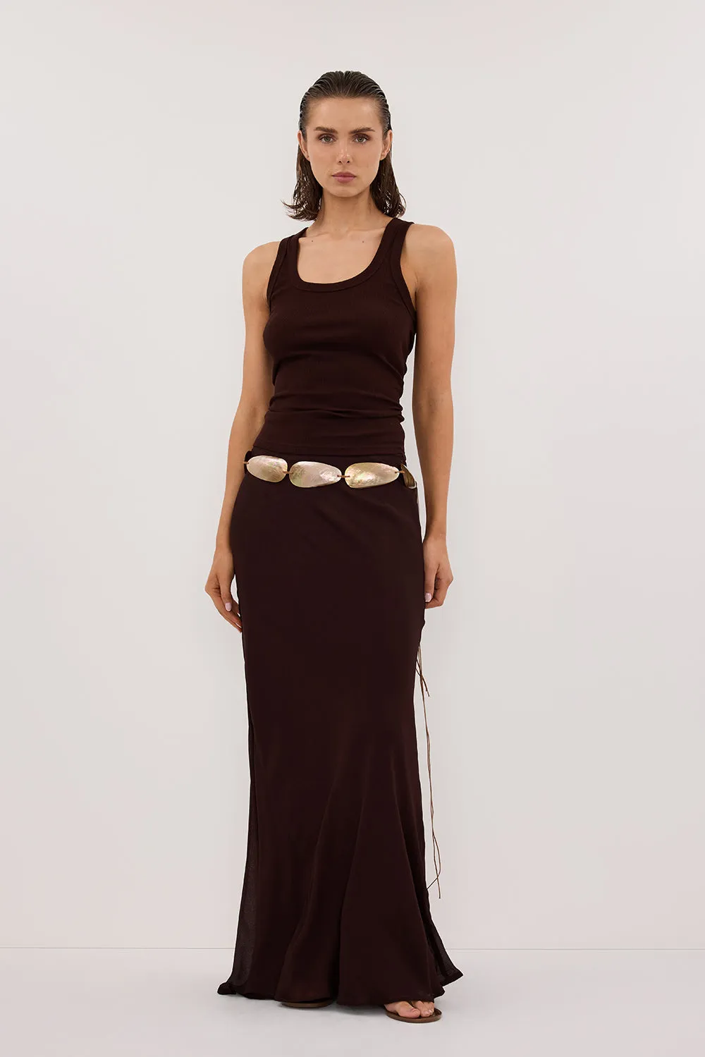 CLARA BURNT CHOC SCOOP NECK TANK TOP sold by Dissh