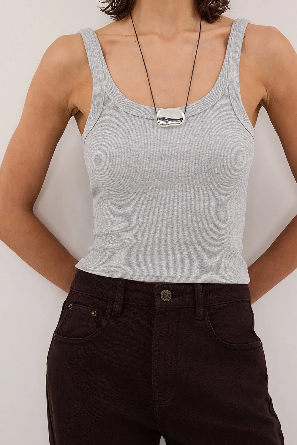 PHOEBE SILVER MARLE SCOOP NECK TANK TOP sold by Dissh product image thumbnail 5