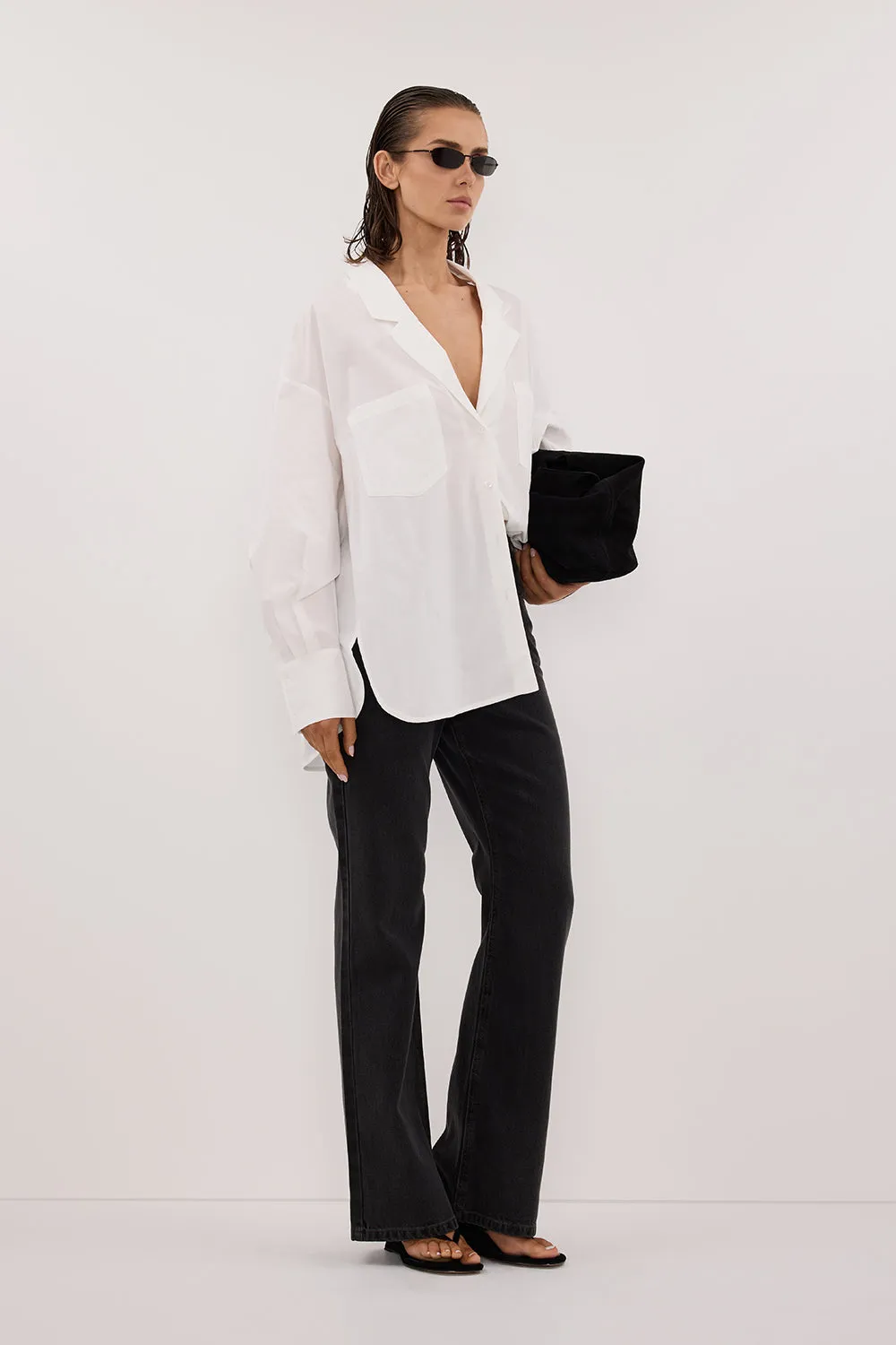 IRENE WHITE LONG SLEEVE NOTCH COLLAR SHIRT sold by Dissh product image thumbnail 3