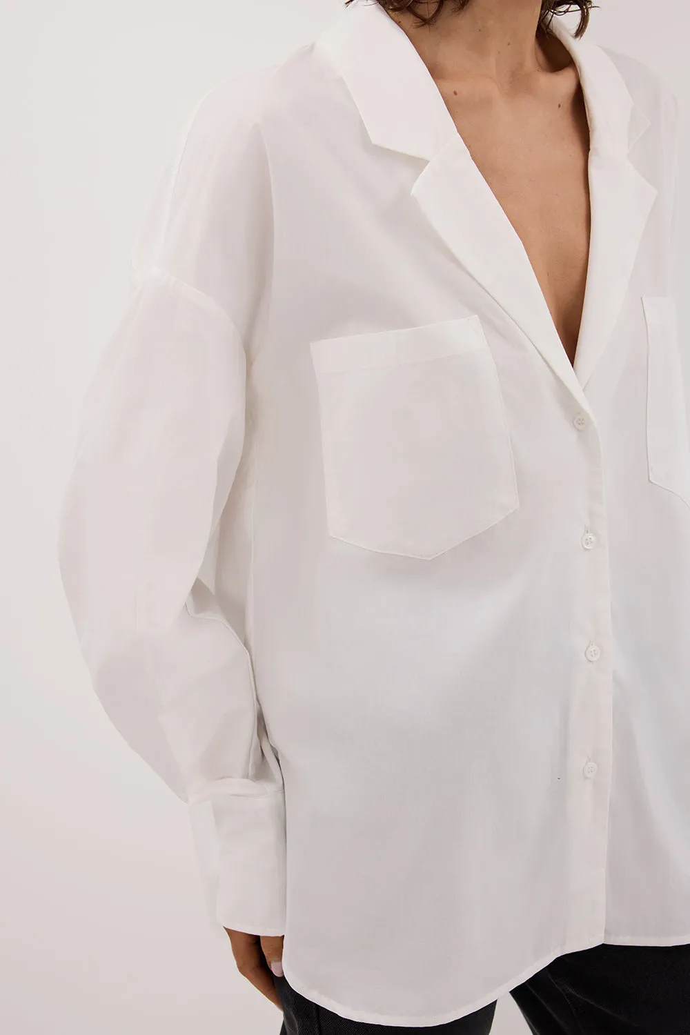 IRENE WHITE LONG SLEEVE NOTCH COLLAR SHIRT sold by Dissh product image thumbnail 5