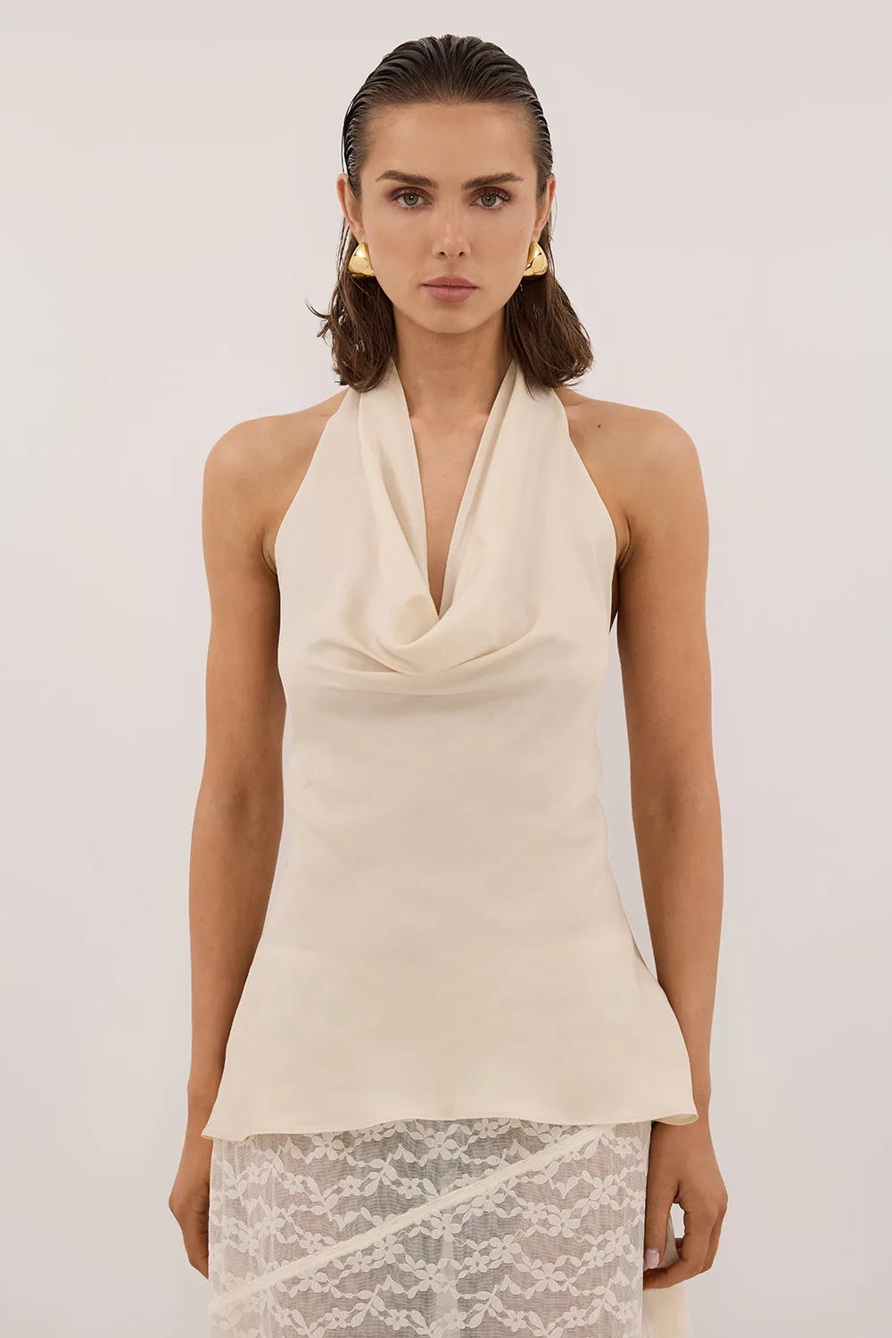 CARLENE STRAW SLEEVELESS CUPRO COWL TOP sold by Dissh product image thumbnail 2