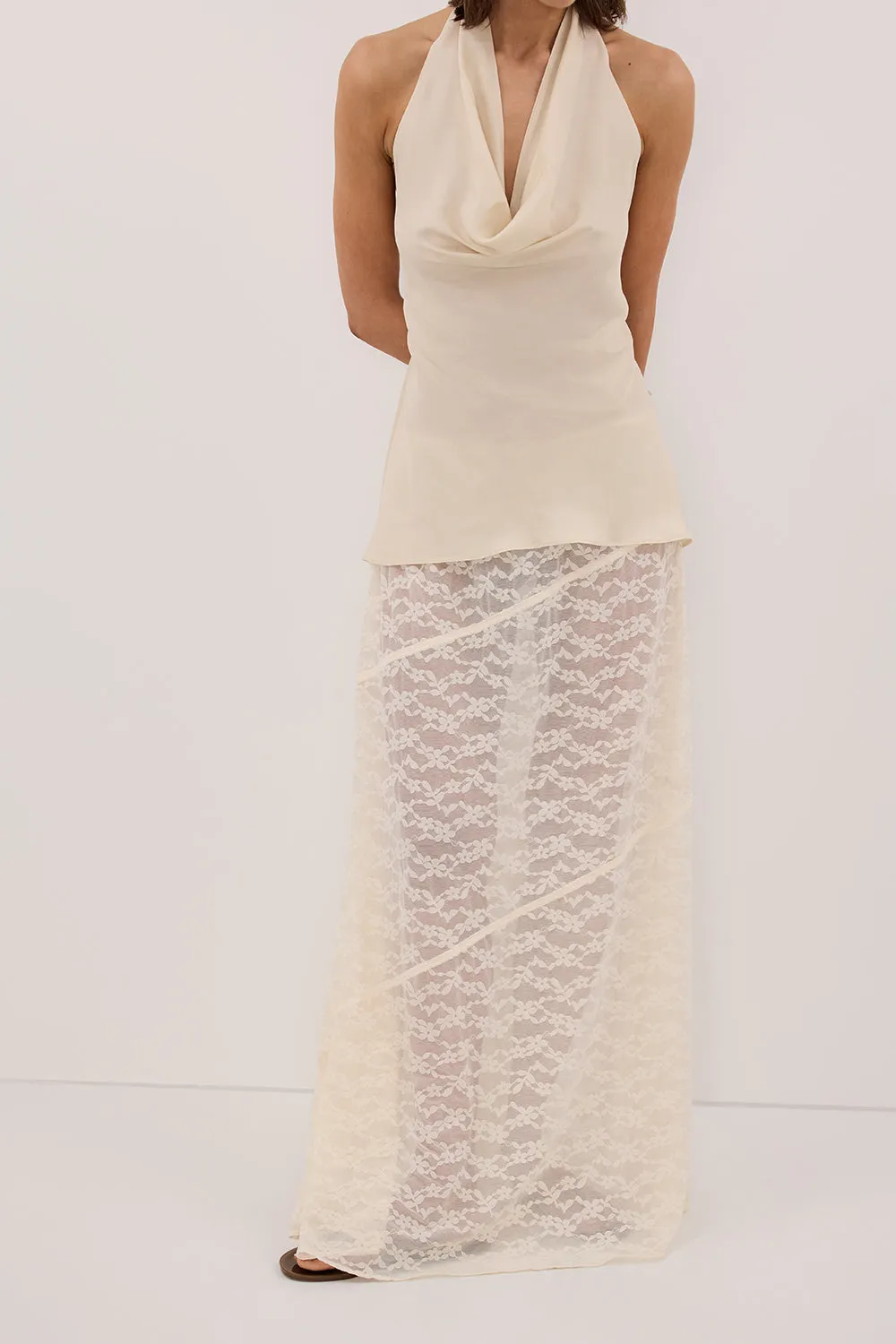 BELLE CREAM LACE MAXI SKIRT sold by Dissh product image thumbnail 2