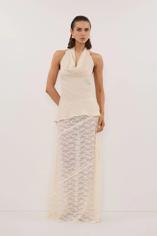 BELLE CREAM LACE MAXI SKIRT sold by Dissh