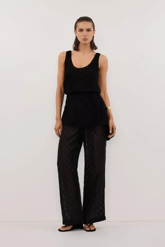 ELBA BLACK SHEER CHECK PANTS sold by Dissh